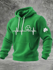St Patricks Day Heart Rate Hoodie Shamrock Graphic Design Holiday Clothing Gifts - Lilybirchmarket