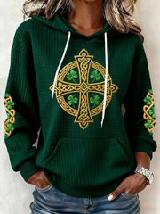 St Patrick's Day Hoodie Celtic Cross Shamrock Apparel St Pattys Day Gifts For Women - Lilybirchmarket