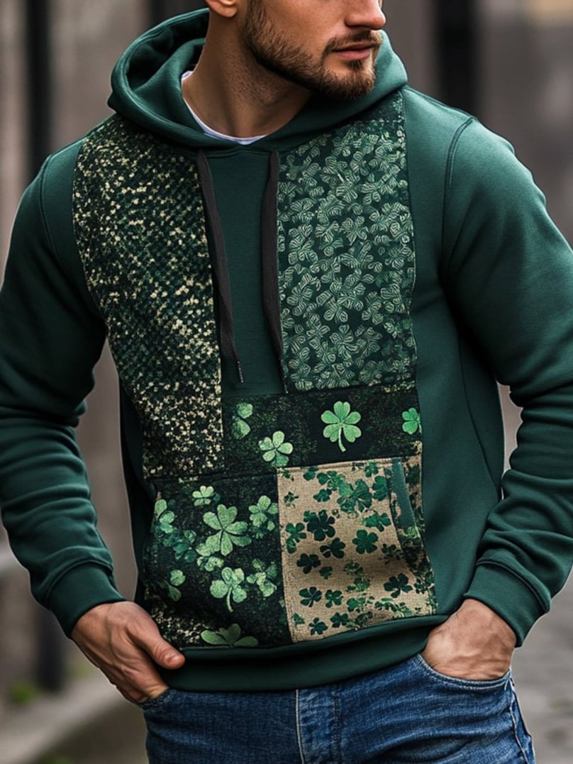 St Patrick's Day Hoodie Men's Shamrock Hooded Sweatshirt Best Presents For Irish - Lilybirchmarket