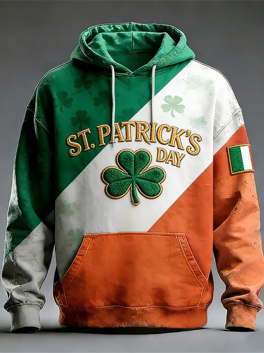St Patrick's Day Hoodie Shamrock Hooded Sweatshirt Gift Ideas For Him Ireland - Lilybirchmarket