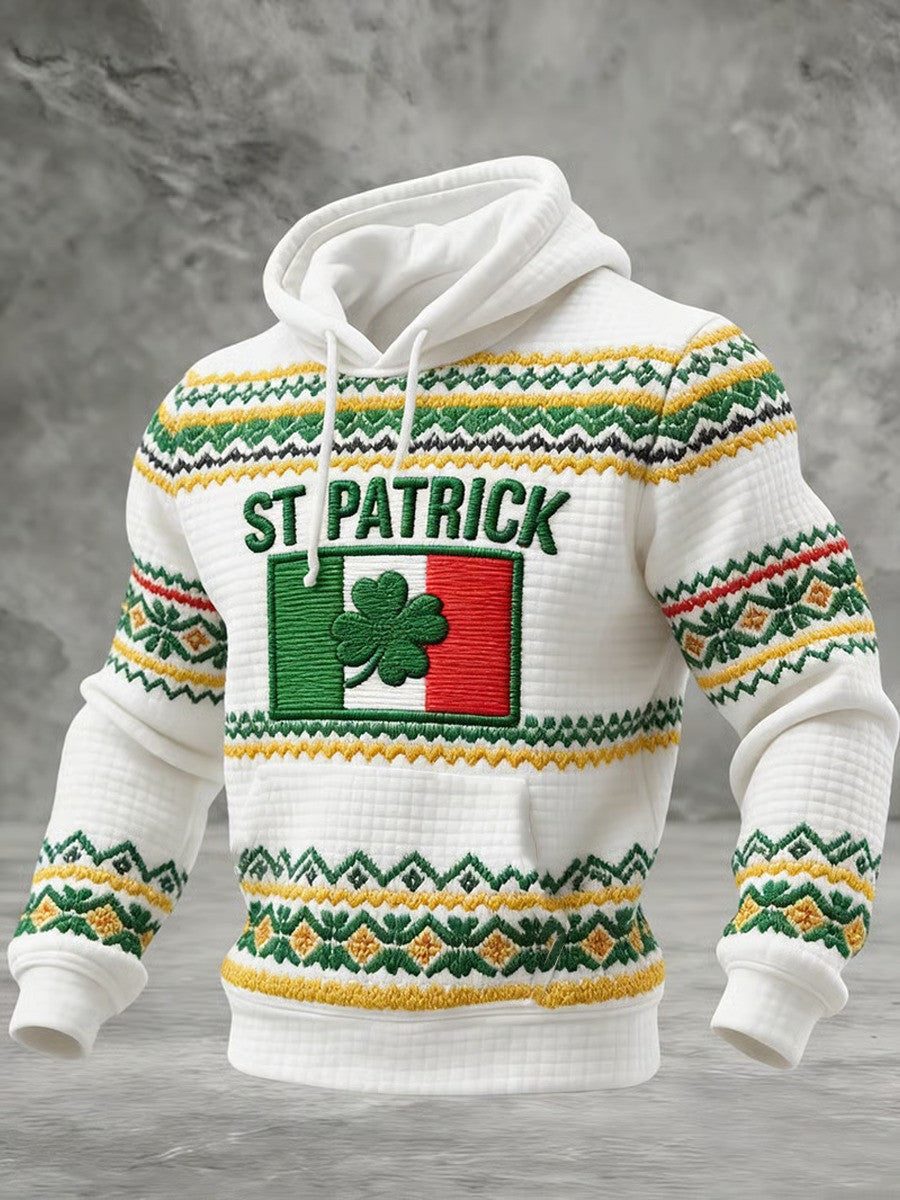 St Patrick's Day Hoodie Shamrock Irish Flag Hooded Sweatshirt Gifts For Husband Ireland - Lilybirchmarket