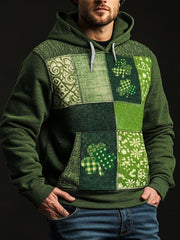 St Patrick's Day Hoodie Shamrock Patchwork Hooded Sweatshirt Gifts For Irish - Lilybirchmarket