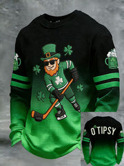 St. Patrick's Day Irish Beer Festival Graphic Long Sleeve Shirt Leprechaun Hockey Player Gift - TradiViet
