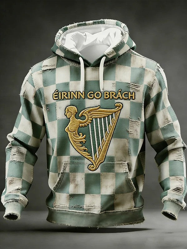 St Patricks Day Irish Plaid Hoodie Saint Patrick's Day Lucky Shamrock Irish Pride Gift Men - Lilybirchmarket