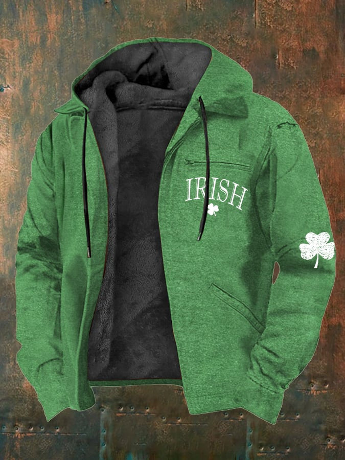 St Patricks Day Irish Zip Hoodie Shamrock Pattern Holiday Apparel Gifts For Husband - Lilybirchmarket