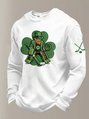 St. Patrick's Day Leprechaun Hockey Player Long Sleeve T Shirt Lucky Irish Gift for Sports - TradiViet