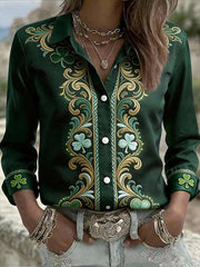  St Patrick's Day Long Sleeve Button Up Shirt Shamrock Shirt Irish Pride Gift Ideas - TradiViet