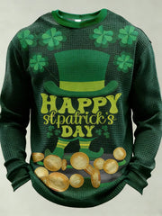  St Patrick's Day Long Sleeve Shirt Men's Print waffle-knit long-sleeved T-shirt - TradiViet
