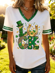  St Patrick's Day Luck V-Neck T-Shirt Lucky Charm St Patricks Shirts St Pattys Day Gift Ideas - TradiViet