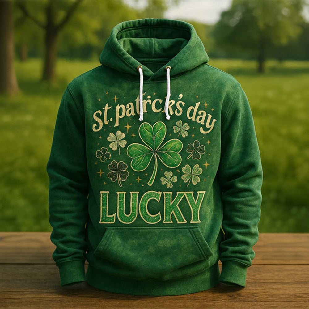 St Patrick's Day Lucky Hoodie Saint Patrick's Day Hooded Sweatshirt Holiday Outfit - Lilybirchmarket