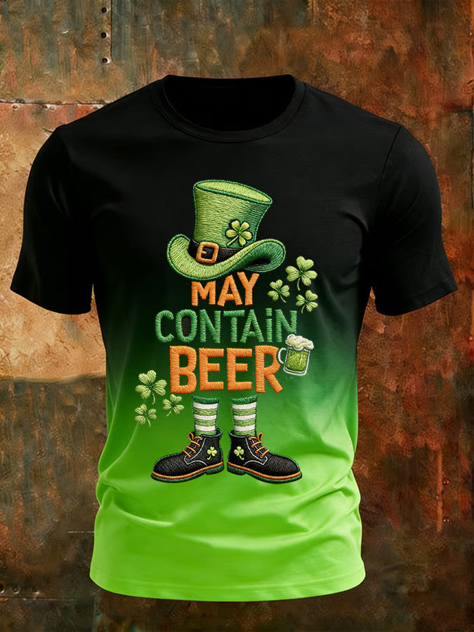  St. Patrick's Day May Contain Beer Festival Printed Short-Sleeve T-Shirt Beer Lover Gift - TradiViet