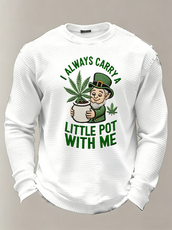  St. Patrick's Day Men's Four Leaf Clover Letter Printed Funny Long Sleeve Shirt Fun Irish Gifts - TradiViet