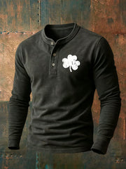  St Patrick's Day Minimal Shamrock Irish Henley Henley Shirt Irish Celebration Gifts - TradiViet