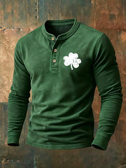  St Patrick's Day Minimal Shamrock Irish Henley Shirt Irish Celebration Gifts - TradiViet