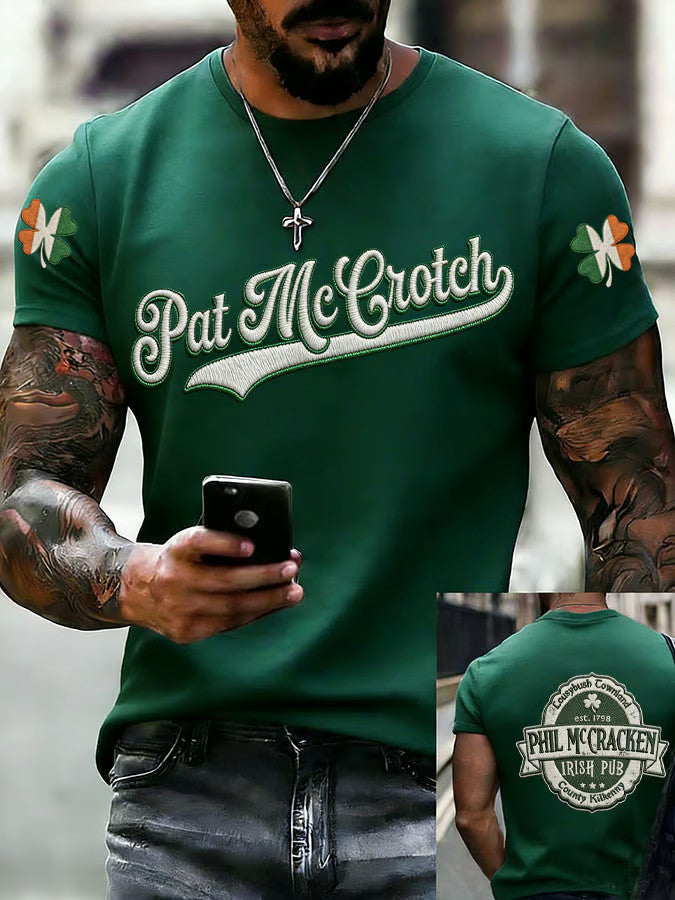  St Patrick's Day Pat McCrotch Short-Sleeved T-Shirt Funny Irish Pub Gift - TradiViet