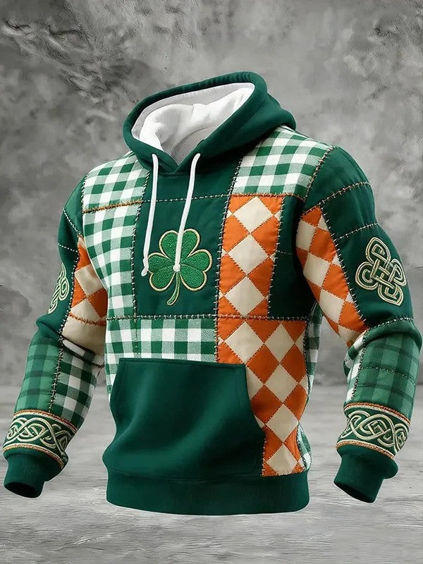 St Patricks Day Shamrock Color Block Hoodie Saint Patrick's Day Irish Lucky Clover Gift Ideas - Lilybirchmarket
