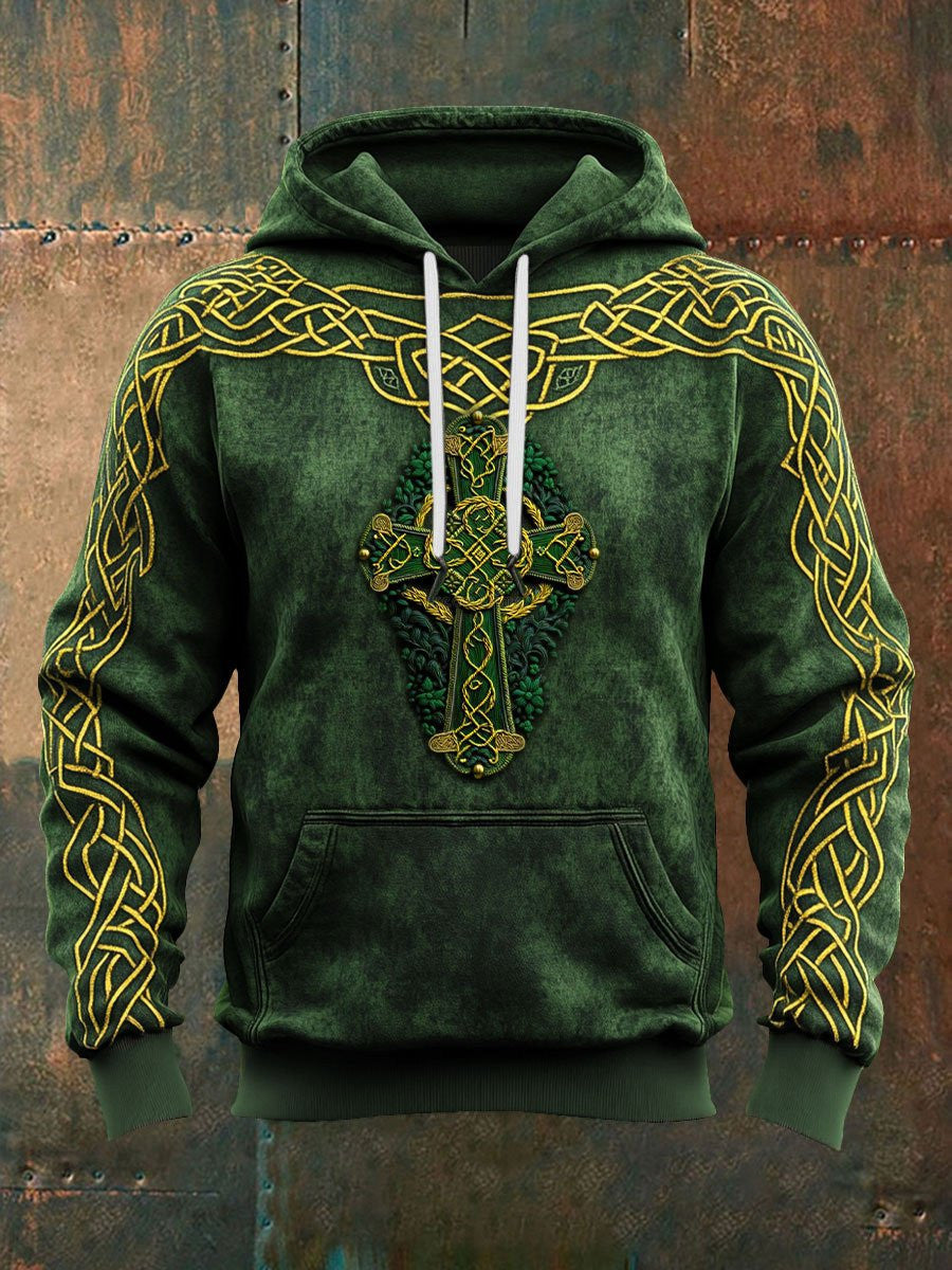 St Patricks Day Shamrock Cross Art Hoodie Faith Clothing St Patrick's Day Gift Ideas - Lilybirchmarket