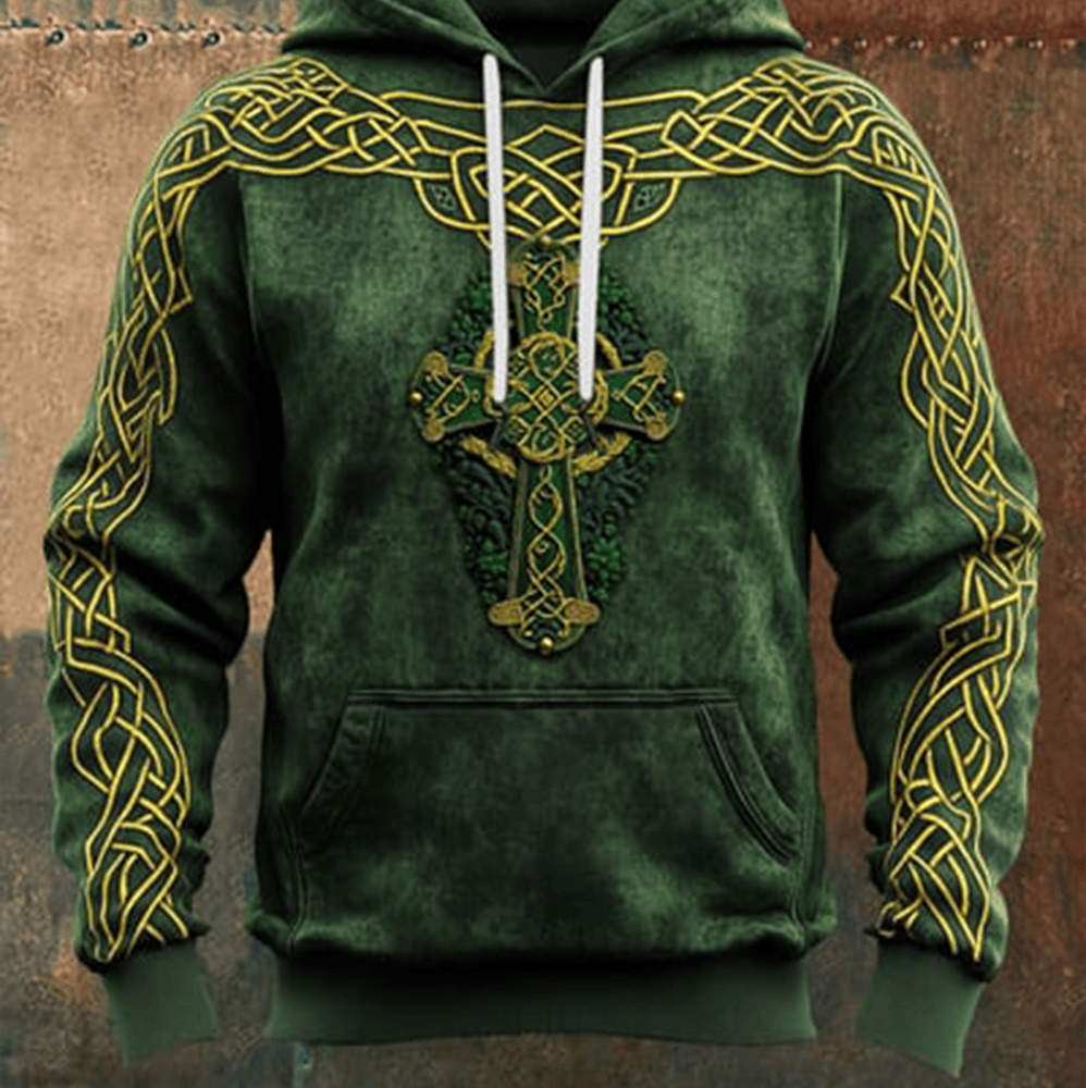 St Patricks Day Shamrock Cross Art Hoodie St Patrick's Day Outfit St Paddy's Day Apparel - Lilybirchmarket