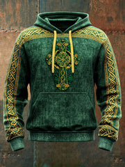 St Patrick's Day Shamrock Cross Hoodie St Paddys Clothes Presents For Him Ireland - Lilybirchmarket