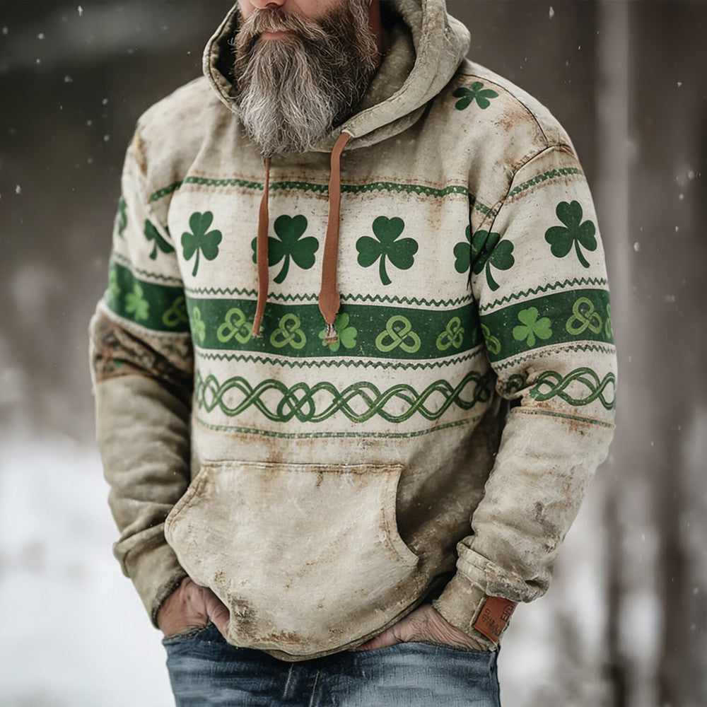 St. Patrick's Day Shamrock Graphic Vintage Hoodie Saint Patricks Day Outfits Present For Dad - Lilybirchmarket