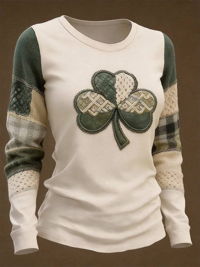  St Patrick's Day Shamrock Long Sleeve T-Shirt St Patricks Day Shirts Best Gifts For Her - TradiViet