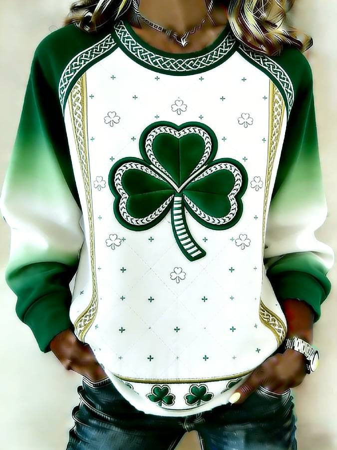  St Patrick's Day Shamrock Long Sleeve T-Shirt St Pattys Clothes St Pattys Day Gift Ideas - TradiViet