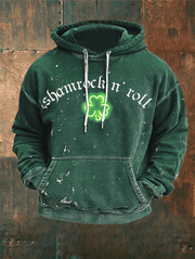 St Patrick's Day Shamrock N Roll Hoodie Funny Paddy's Day Outfits Music Lovers Gifts For Him - Lilybirchmarket