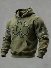 St Patricks Day Shamrock Plaid Patchwork Graphic Casual Hoodie Irish Lucky Clothings Best Gift Ideas - Lilybirchmarket
