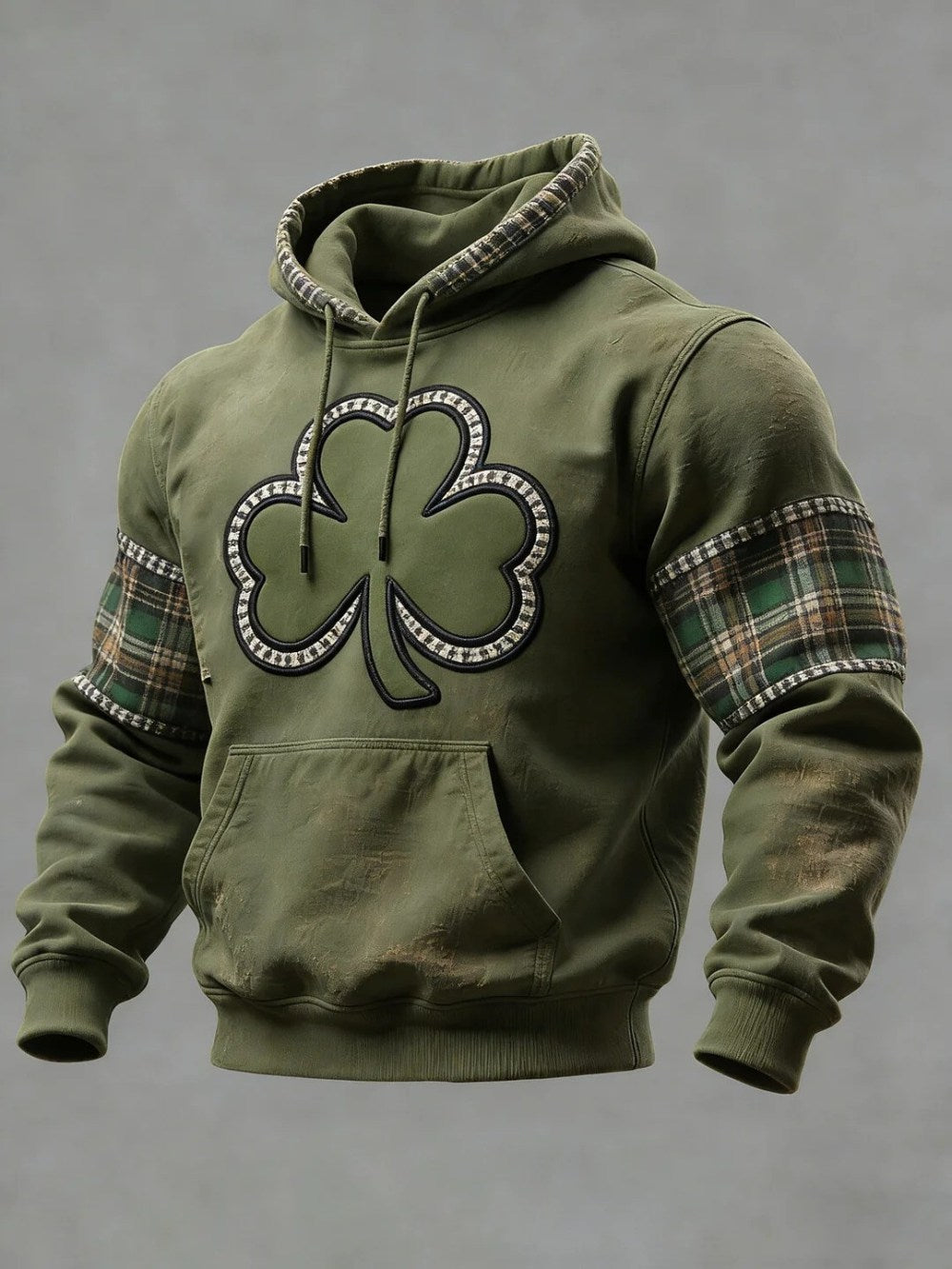St Patricks Day Shamrock Plaid Patchwork Graphic Casual Hoodie Irish Lucky Clothings Best Gift Ideas - Lilybirchmarket
