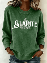  St Patrick's Day Shamrock Slainte Sweatshirt Green St Patrick's Day Clothing Gift For Women - TradiViet