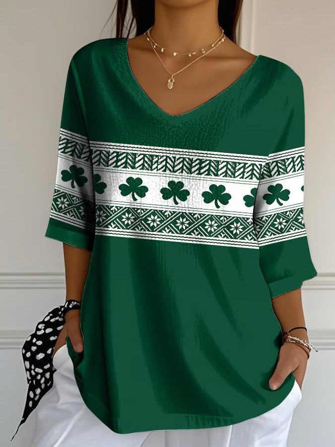  St Patrick's Day Shamrock V-Neck T-Shirt St Paddys Shirts Happy St Patrick's Day Gifts - TradiViet