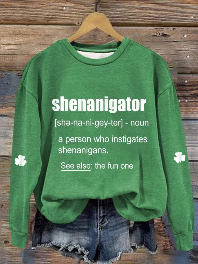 St Patrick's Day Shenanigator Noun Definition Sweatshirt Funny Womens St Patty's Day Gifts - Lilybirchmarket