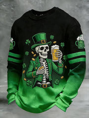  St Patrick's Day Skeleton Lucky Drinking Long Sleeve T Shirt Funny Irish Beer American Gift - TradiViet