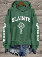 St Patrick's Day Slainte Crucifix Hoodie Women's Paddy's Day Apparel Gifts For Irish Her - Lilybirchmarket