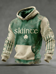 St Patricks Day Slainte Lucky Clover Graphic Casual Hoodie Irish Cheers Best Gift Men - Lilybirchmarket