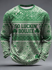  St Patrick's Day So Luckin Boujee Long Sleeve T-Shirt Men's St Patrick's Day Clothes Gifts - TradiViet