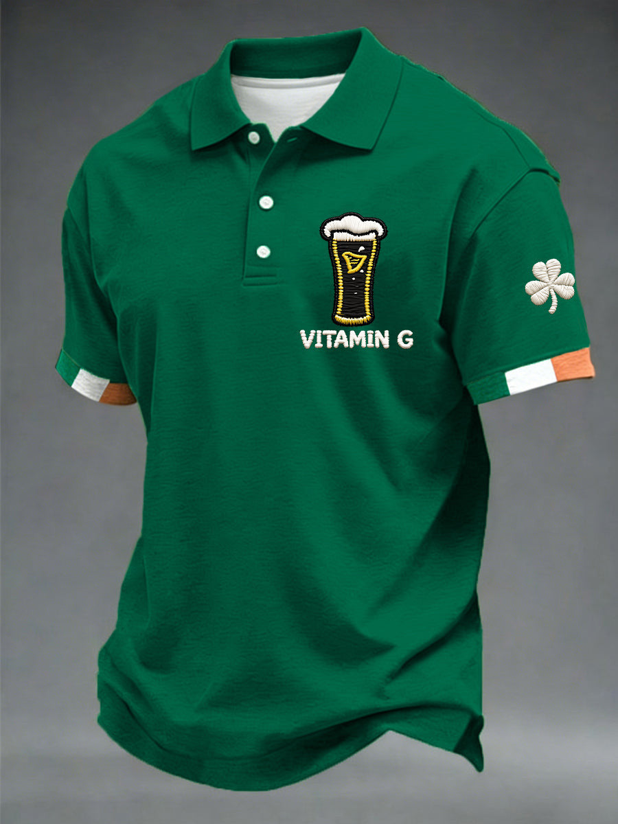  St Patrick's Day Vitamin G Shamrock Polo Shirt St Patrick's Day Men's Apparel Holiday Gifts - TradiViet