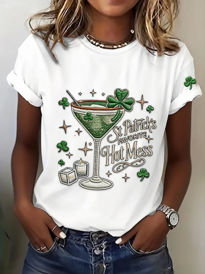  St Patrick's Favorite Hot Mess Shirt St Paddy's Day Shirt Martini Lover Irish Pub Gift - TradiViet