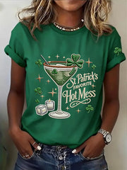  St Patrick's Favorite Hot Mess Shirt St Paddy's Day Shirt Martini Lover Irish Pub Gift - TradiViet