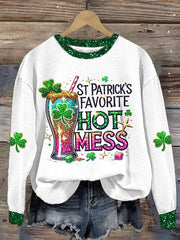  St Patrick's Favorite Hot Mess Sweatshirt Celtic Pride St Patrick's Day Clothes Gifts For Sister - TradiViet