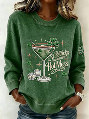  St Patrick's Favorite Hot Mess Sweatshirt St Pattys Clothes Birthday Gifts Ideas For Mom - TradiViet