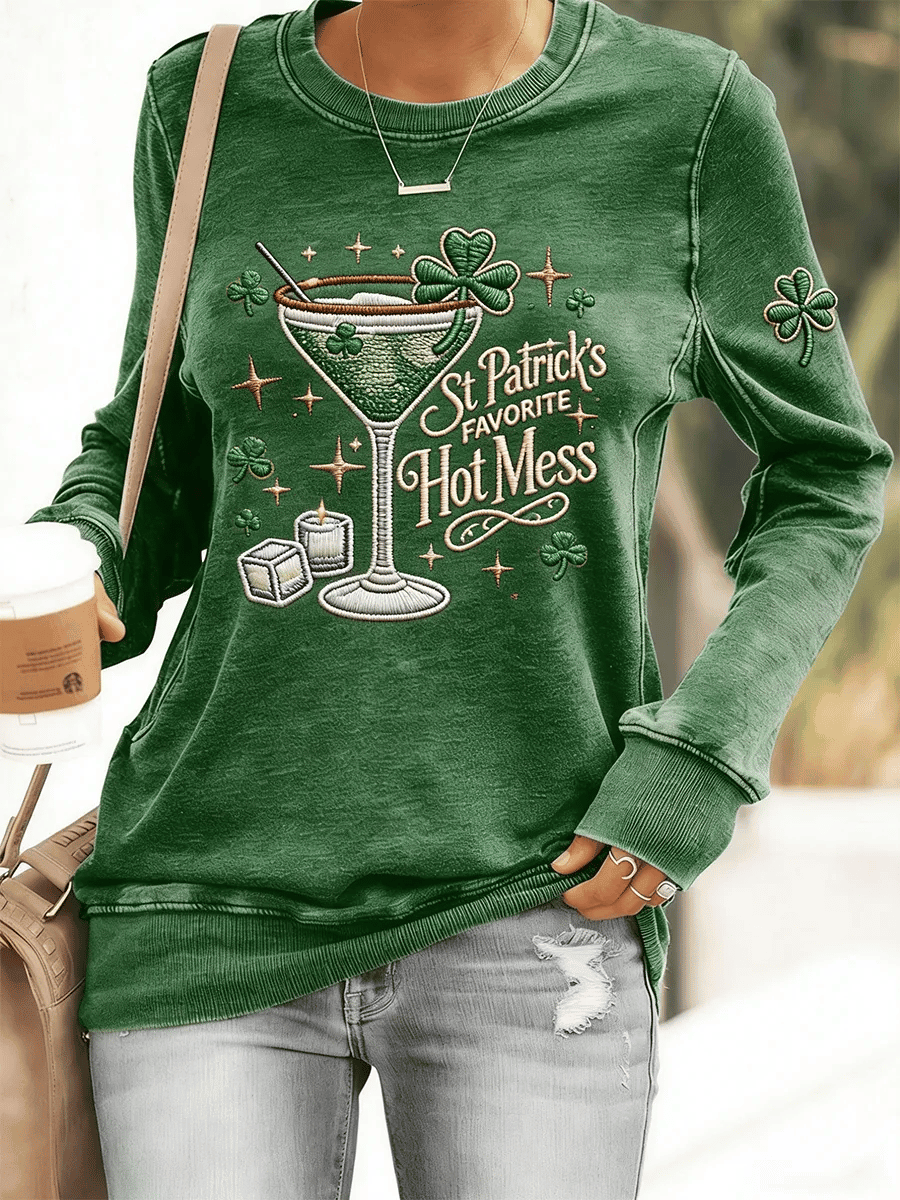  St Patrick's Favorite Hot Mess Sweatshirt St Patty's Day Apparel Good St Patrick'S Day Gifts - TradiViet