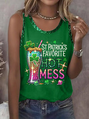  St Patrick's Favorite Hot Mess Tank Top Irish Holiday Saint Patrick Shirts St Pattys Day Gifts - TradiViet