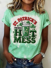  St Patrick's Hot Mess Shirt Funny Glitter Shamrock Beer T Shirt Funny Irish Clover Holiday Gift - TradiViet