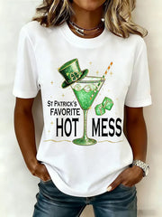  St Patrick's Hot Mess Shirt Funny Glitter Shamrock Beer T Shirt Lucky Green Irish Tee Gift - TradiViet
