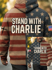 Stand With Charlie Kirk Hoodie American Flag Tribute To Charlie Kirk Merch For Supporters - Lilybirchmarket