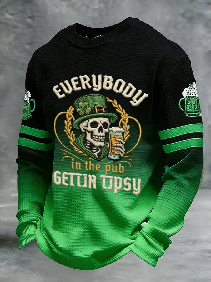  St.Patrick's Day Everybody in The Pub Gettin Tipsy Long Sleeve T Shirt Irish Festival Gifts - TradiViet