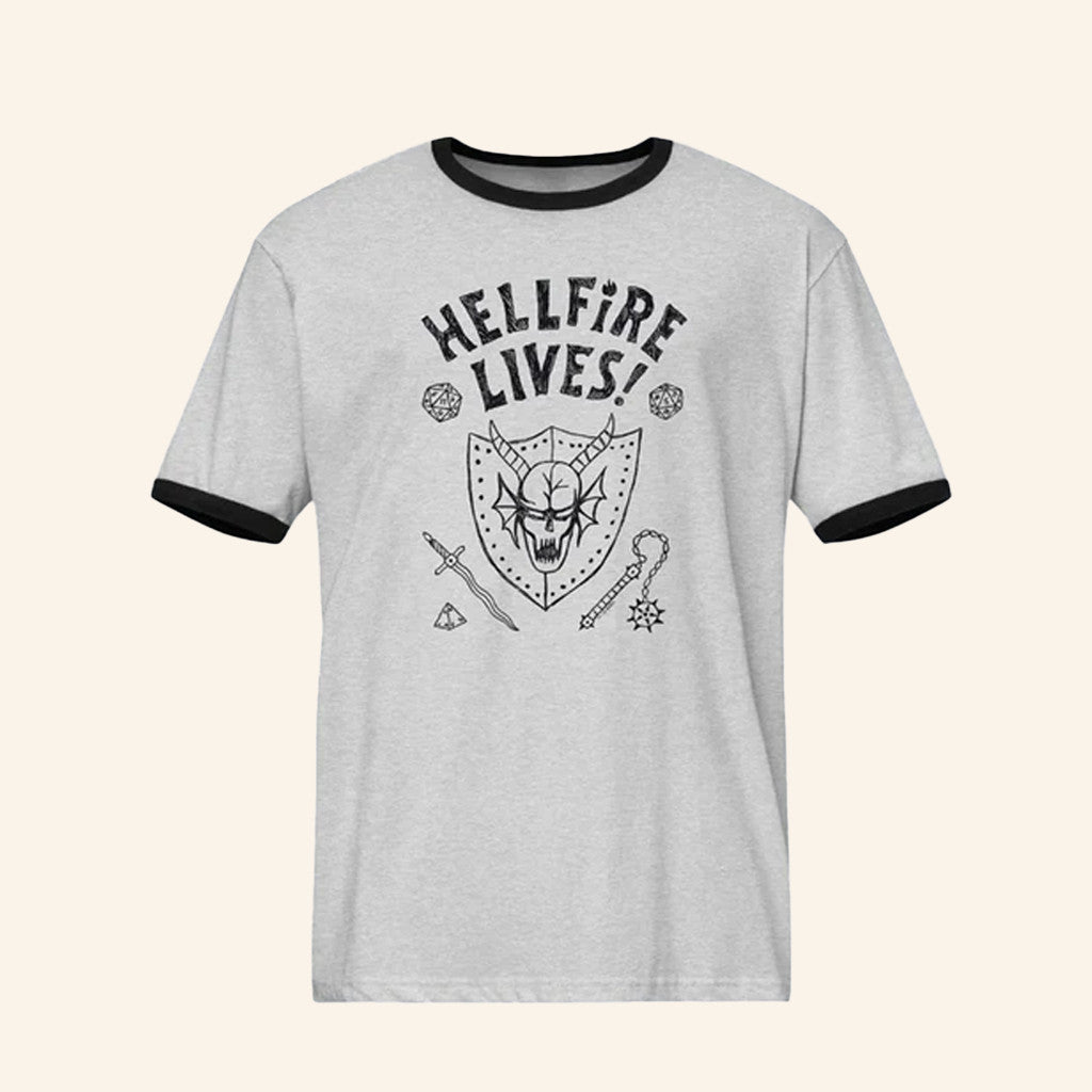 Stranger Things 5 Hellfire Lives Ringer Shirt Hellfire Lives T-Shirt Stranger Things Merch - Lily Birch Market