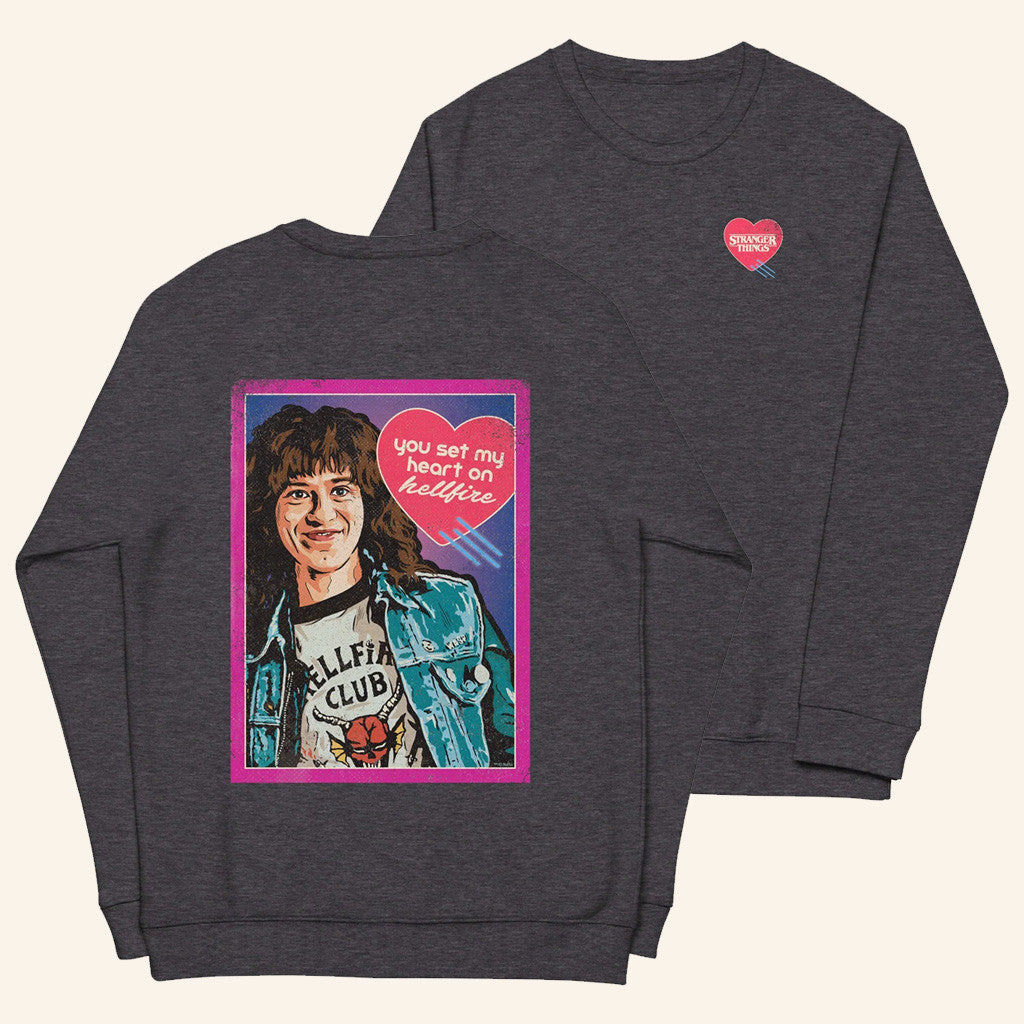 Stranger Things Eddie Munson Merch You Set My Heart On Hellfire Sweatshirt Gifts For Her - Lilybirchmarket