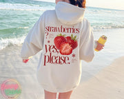 Strawberries Yes Please Hoodie Retro Strawberry Graphic Hoodie Berry Lovers Gifts For Her - Lilybirchmarket